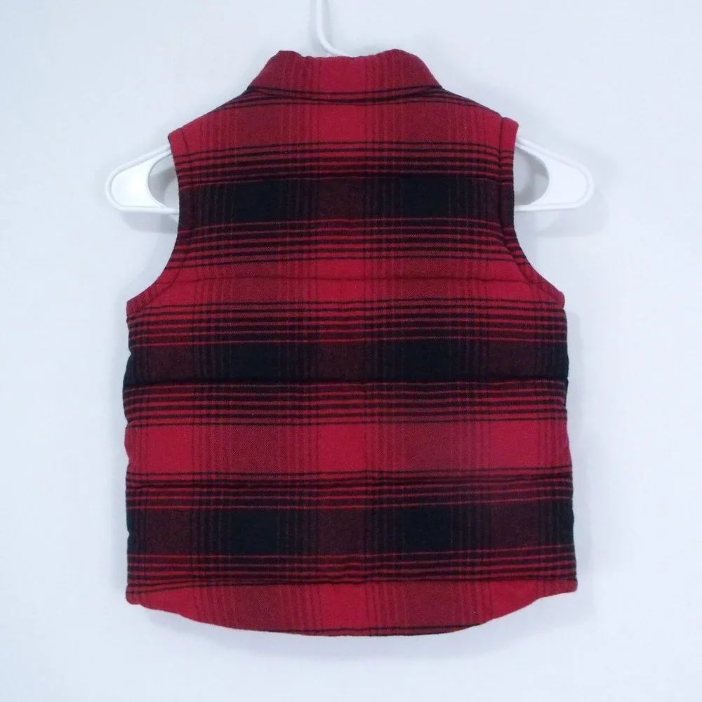 Gymboree Red Black Plaid Puffer Vest 3T
